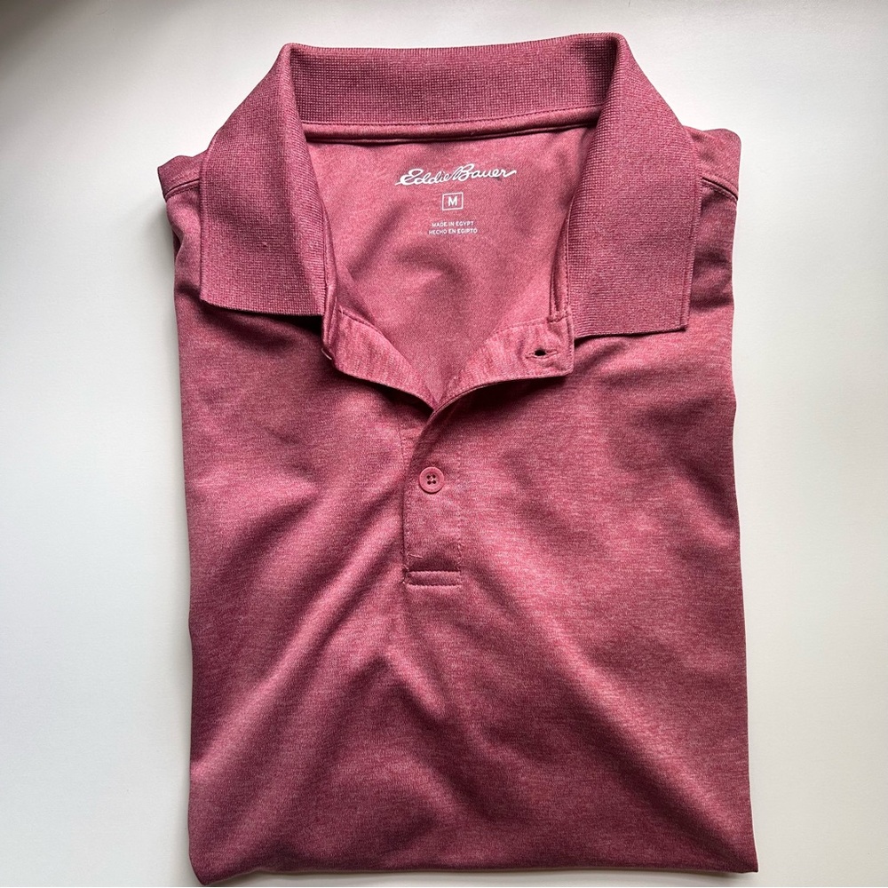 Eddie Bauer Red Polo Shirt Classic Style size M.